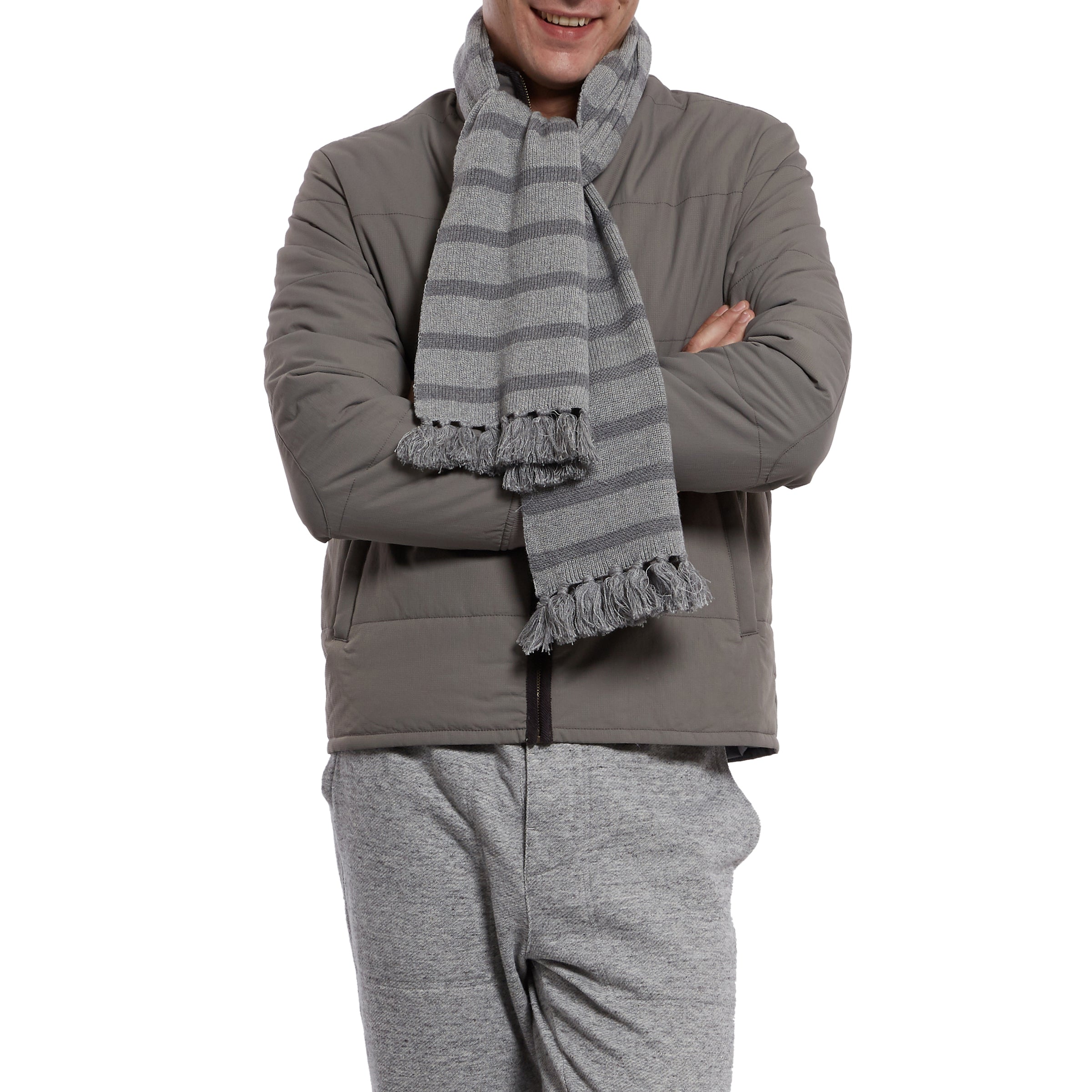 Joseph Textured Stripe Scarf - Gray Stripe-Grayers