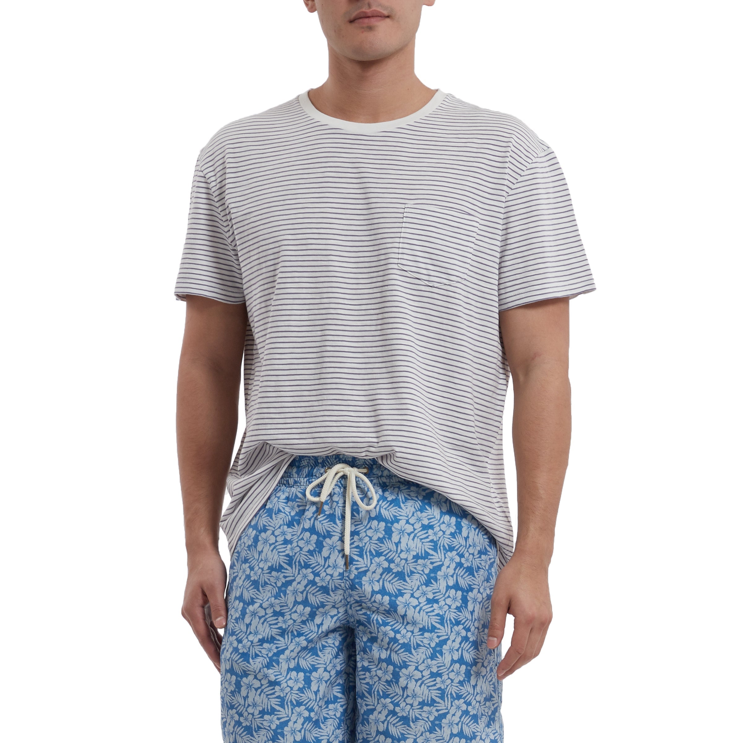 Malaga Cove Stripe Tee - Antique White-Grayers