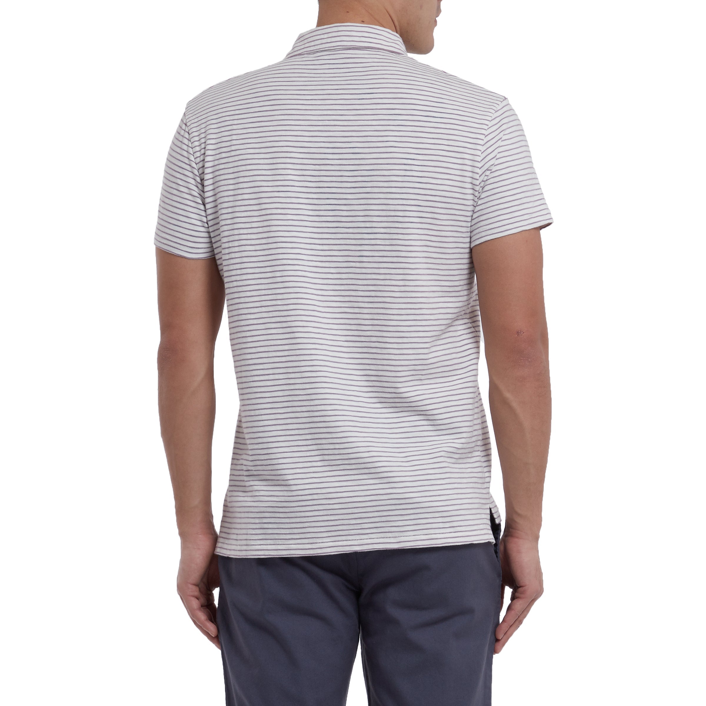 Malaga Cove Stripe Polo - Antique White-Grayers