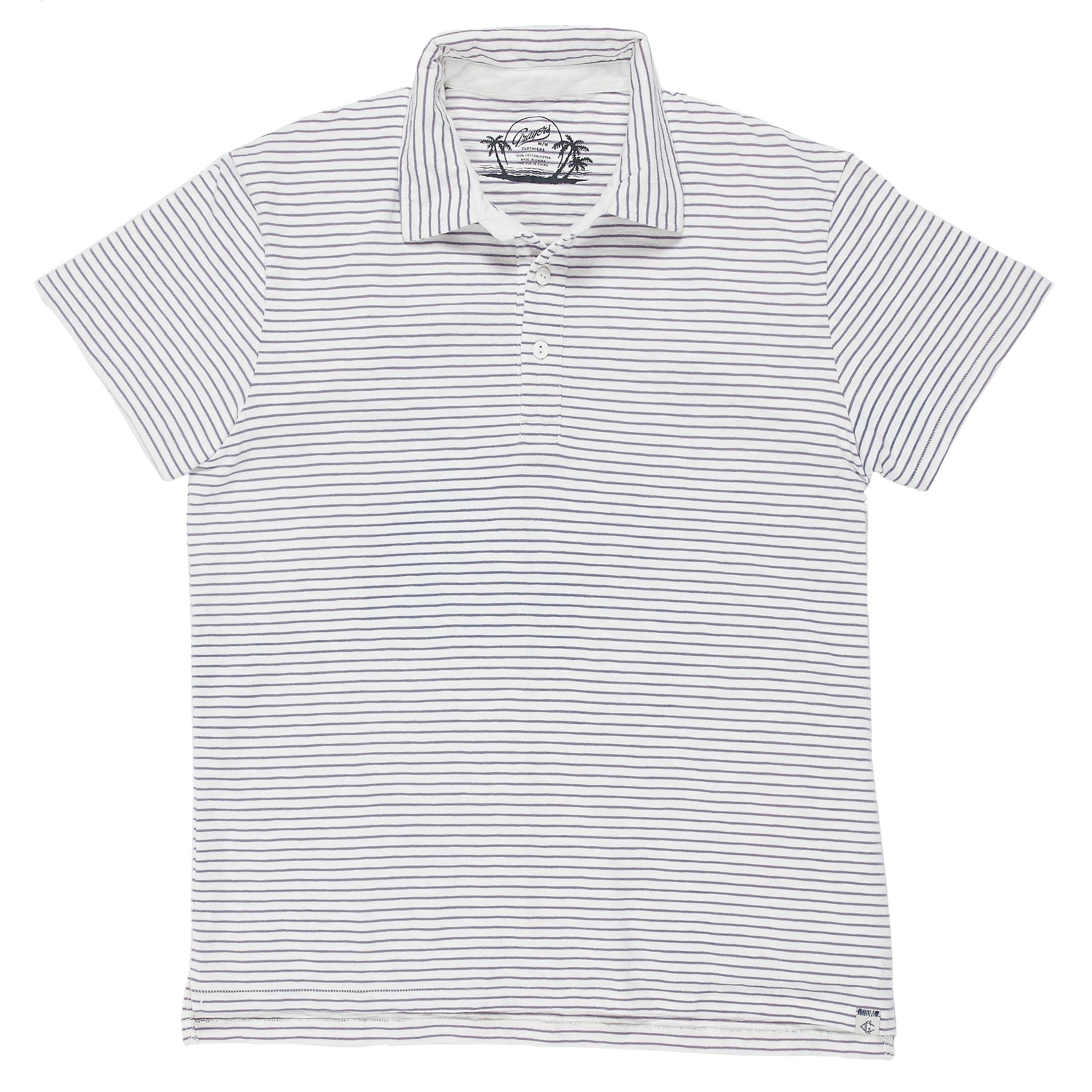 Malaga Cove Stripe Polo - Antique White-Grayers