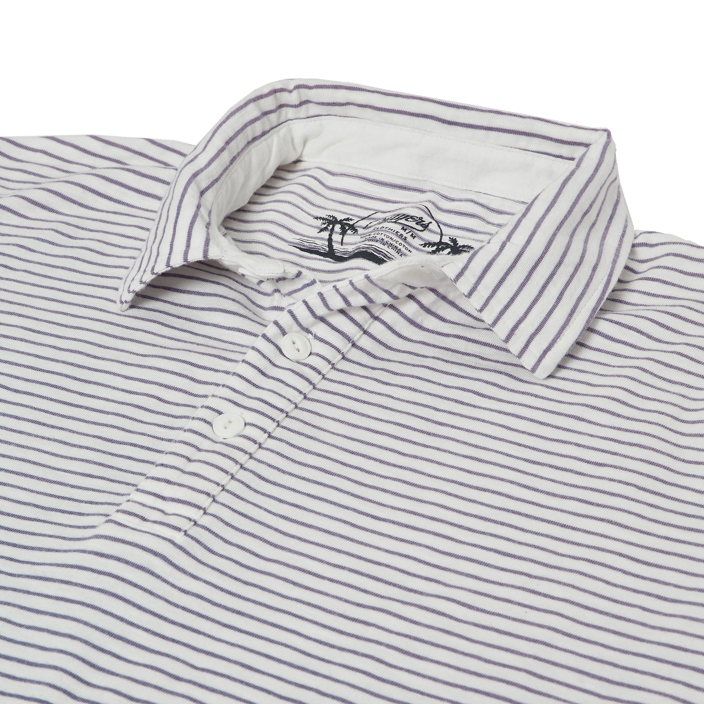 Malaga Cove Stripe Polo - Antique White-Grayers