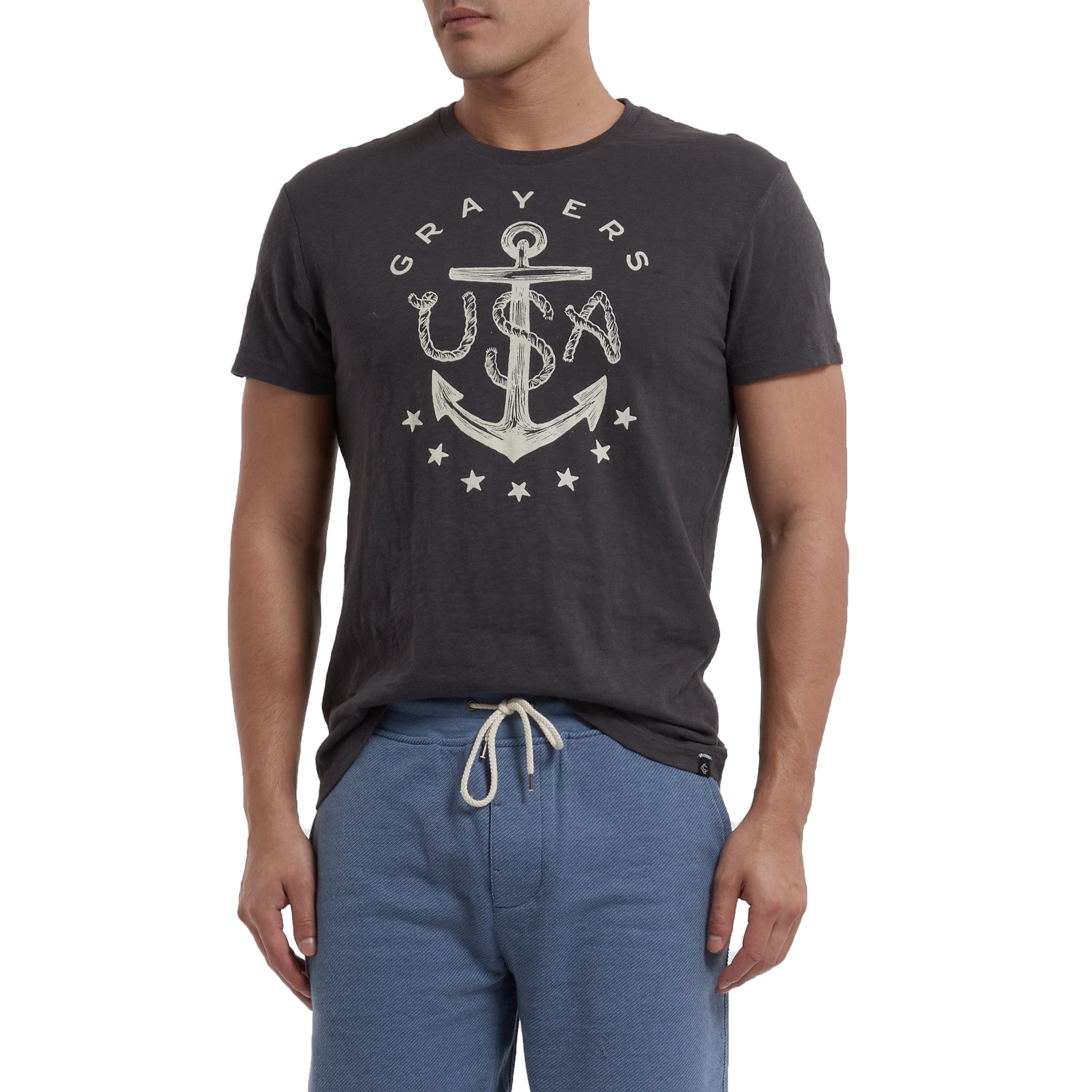 Anchor Print Tee - Forged Iron-Grayers