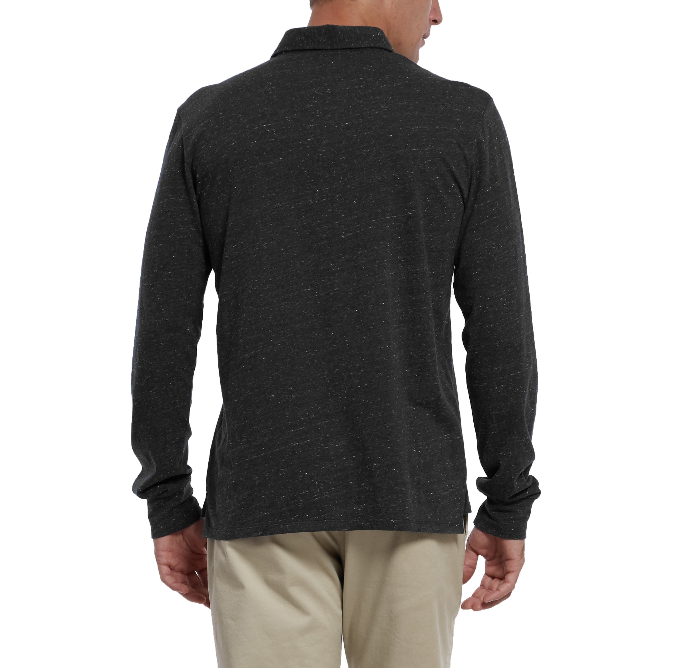 Hartford Nep Jersey Long Sleeve Polo - Charcoal Heather-Grayers