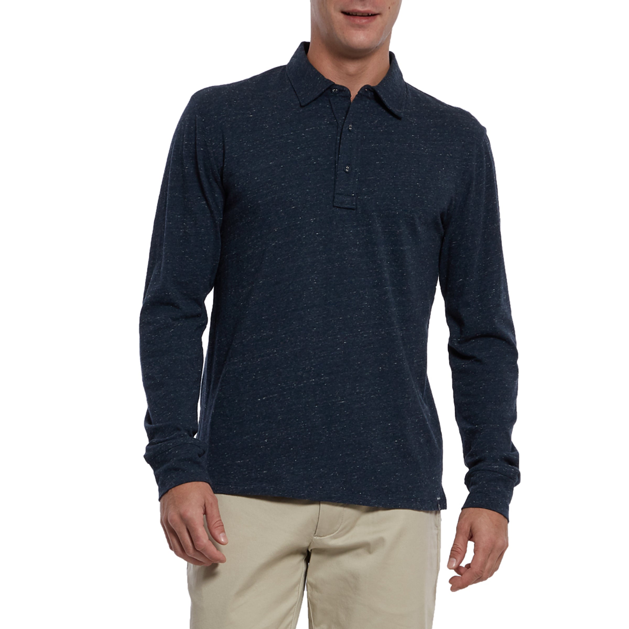 Hartford Nep Jersey LS Polo - Dark Denim-Grayers