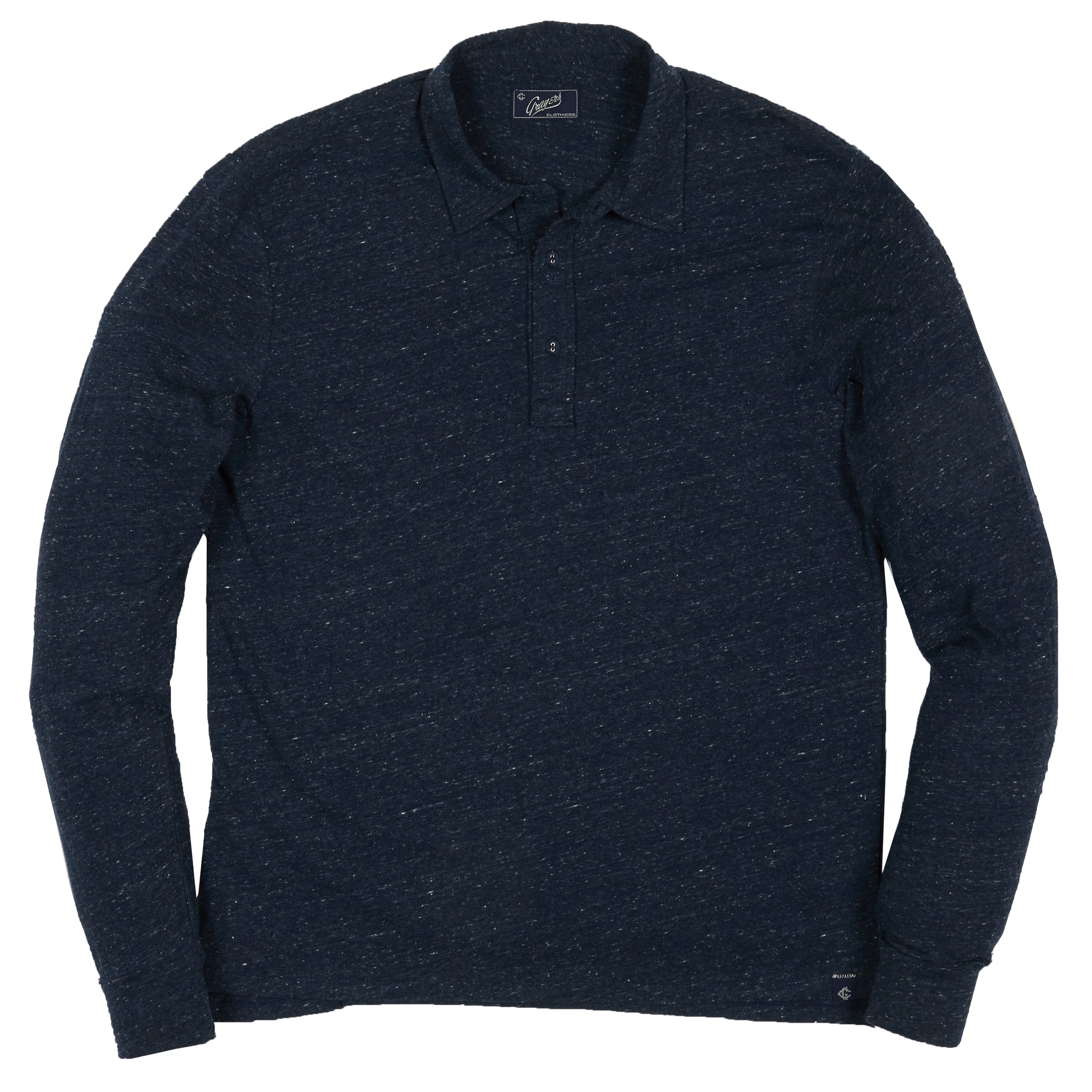 Hartford Nep Jersey LS Polo - Dark Denim-Grayers