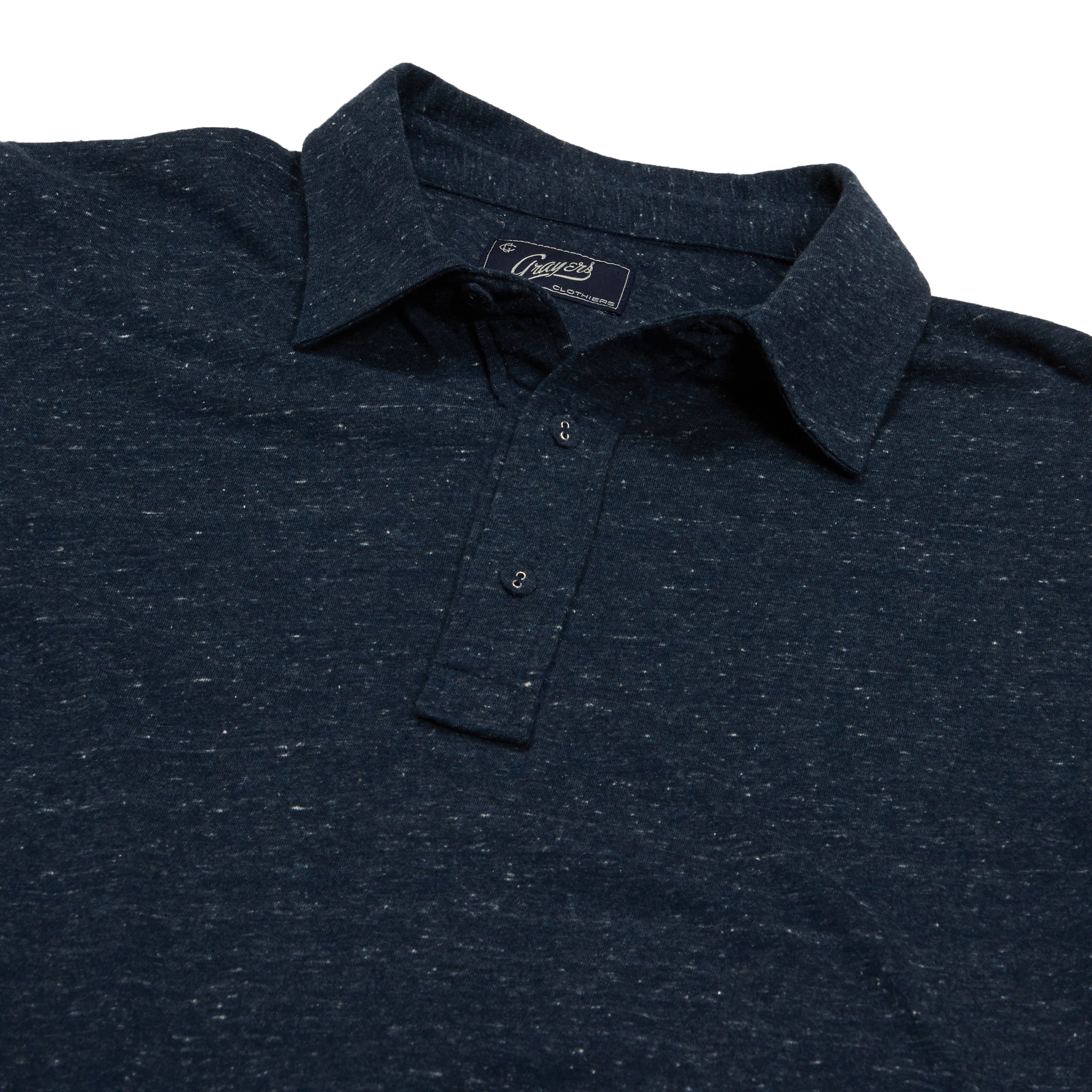 Hartford Nep Jersey LS Polo - Dark Denim-Grayers