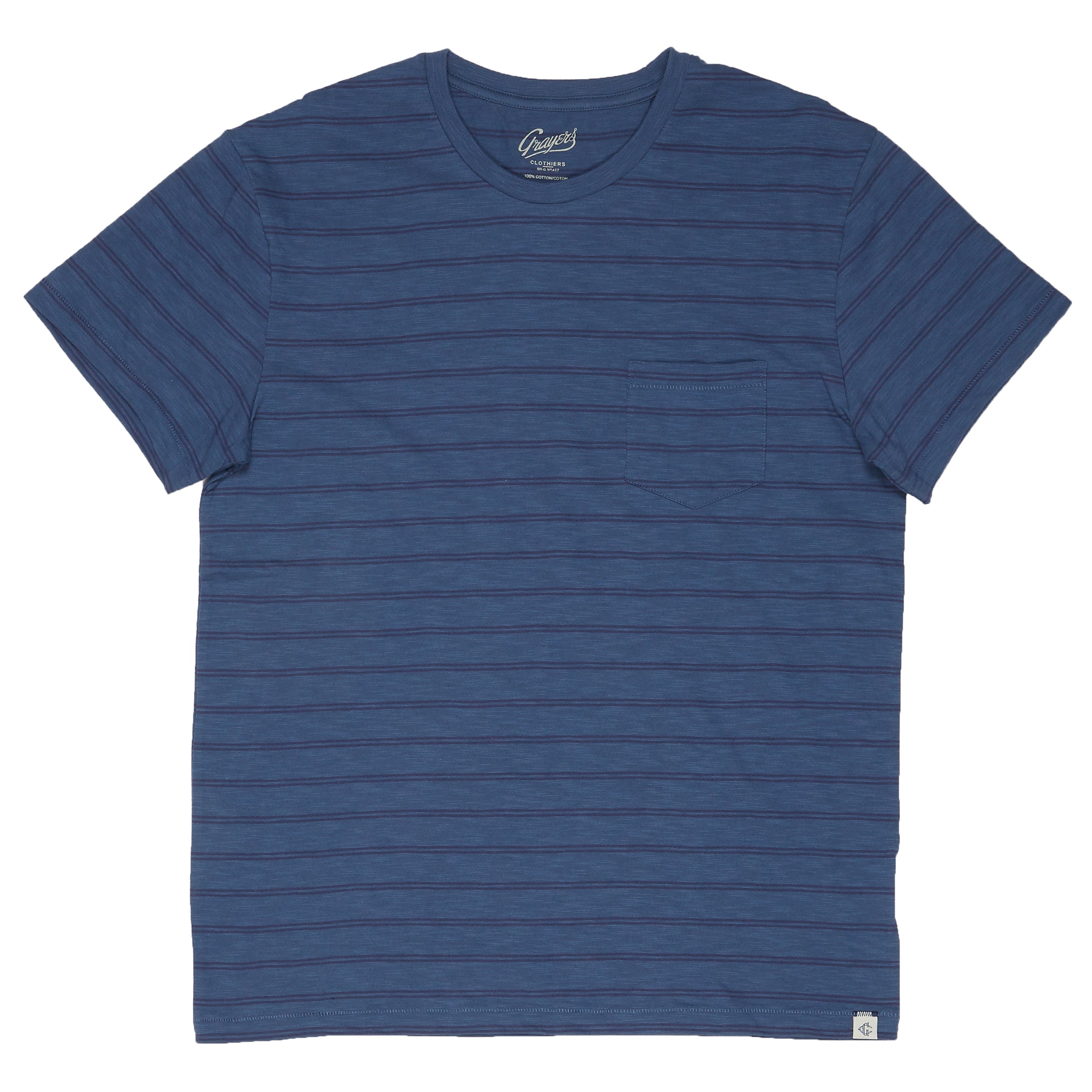 Feeder Stripe Pocket Tee - Navy-Grayers