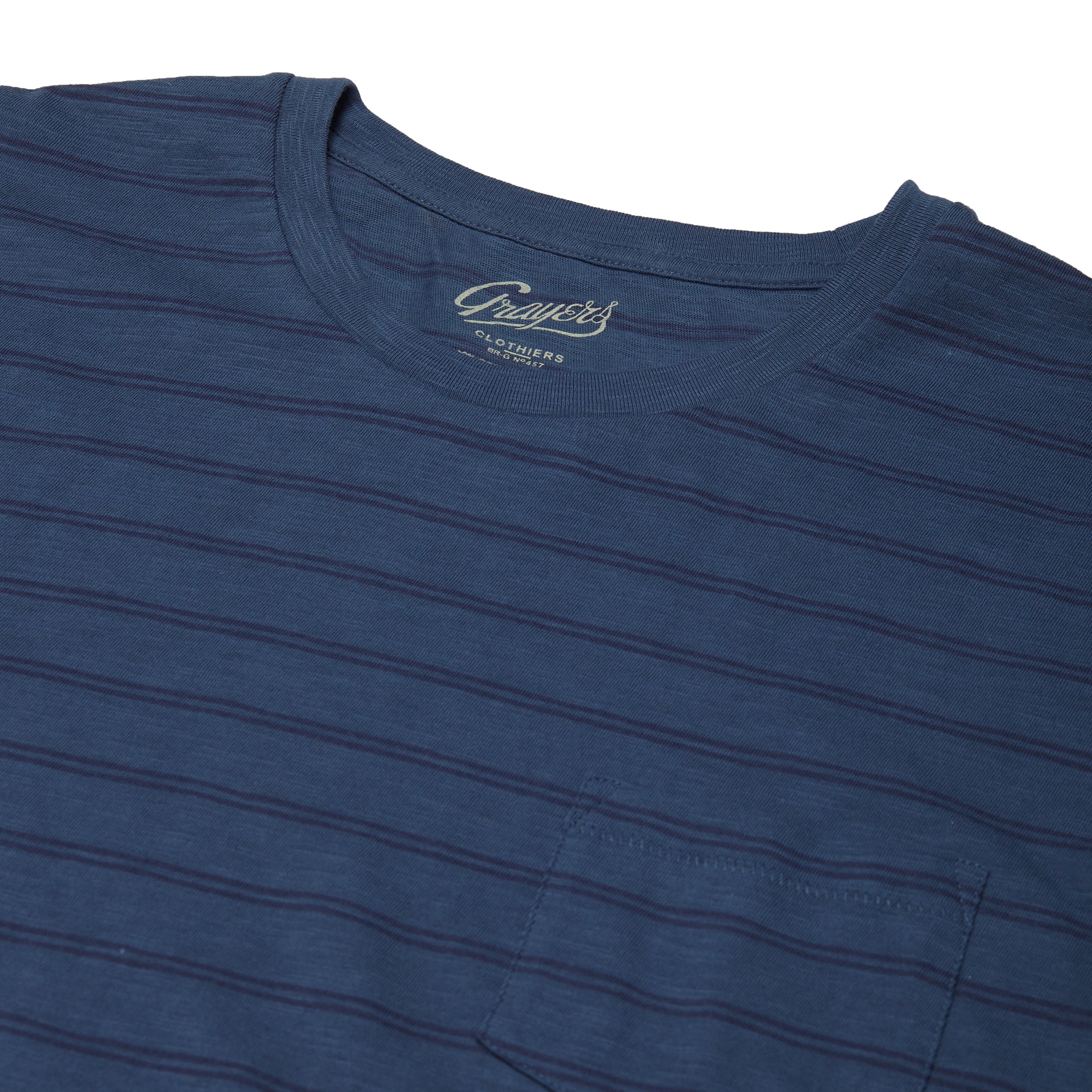 Feeder Stripe Pocket Tee - Navy-Grayers