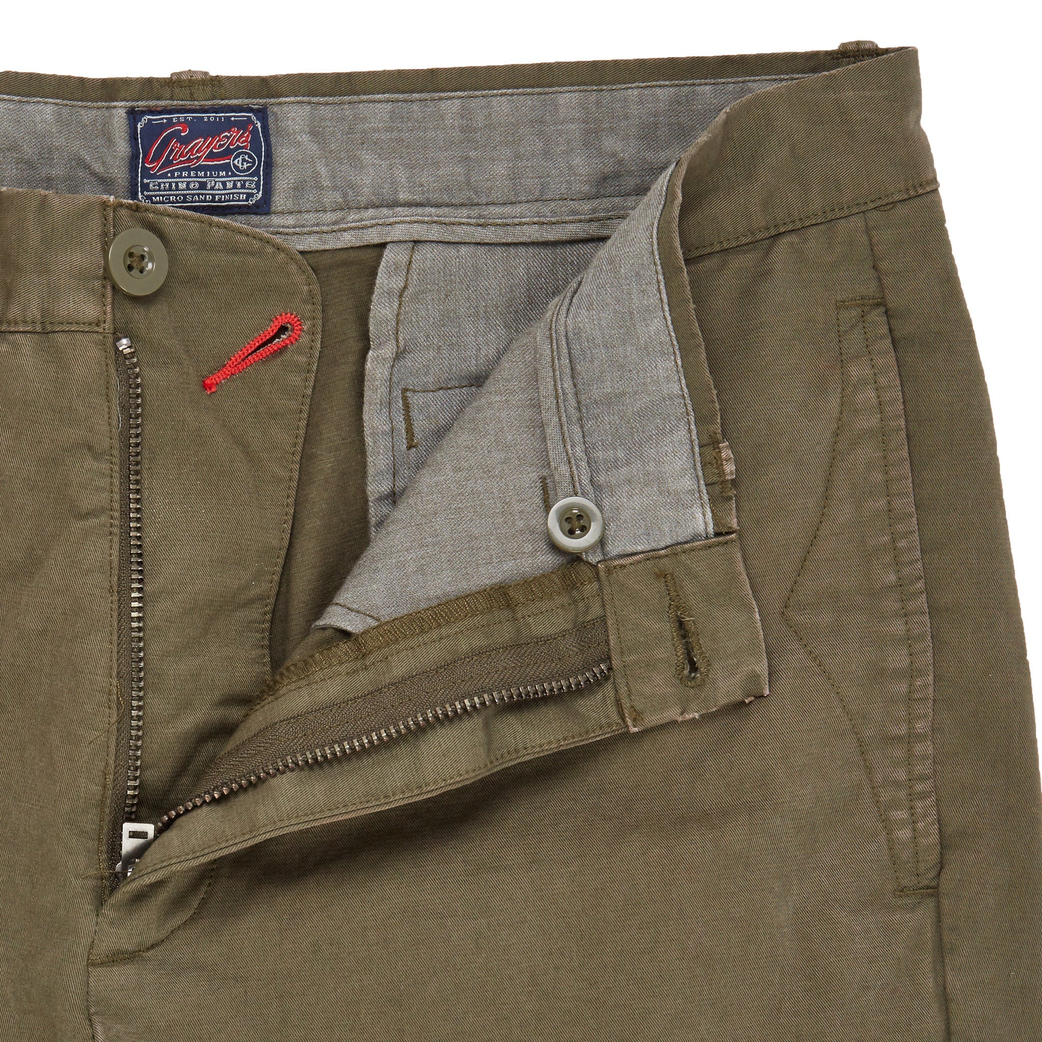 Twill Newport Slim Fit Chino - Olive Green-Grayers