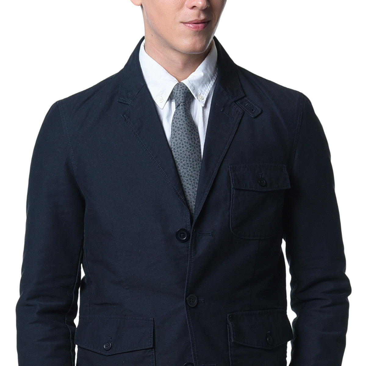 Pierce Cotton Tie - Gray Print-Grayers