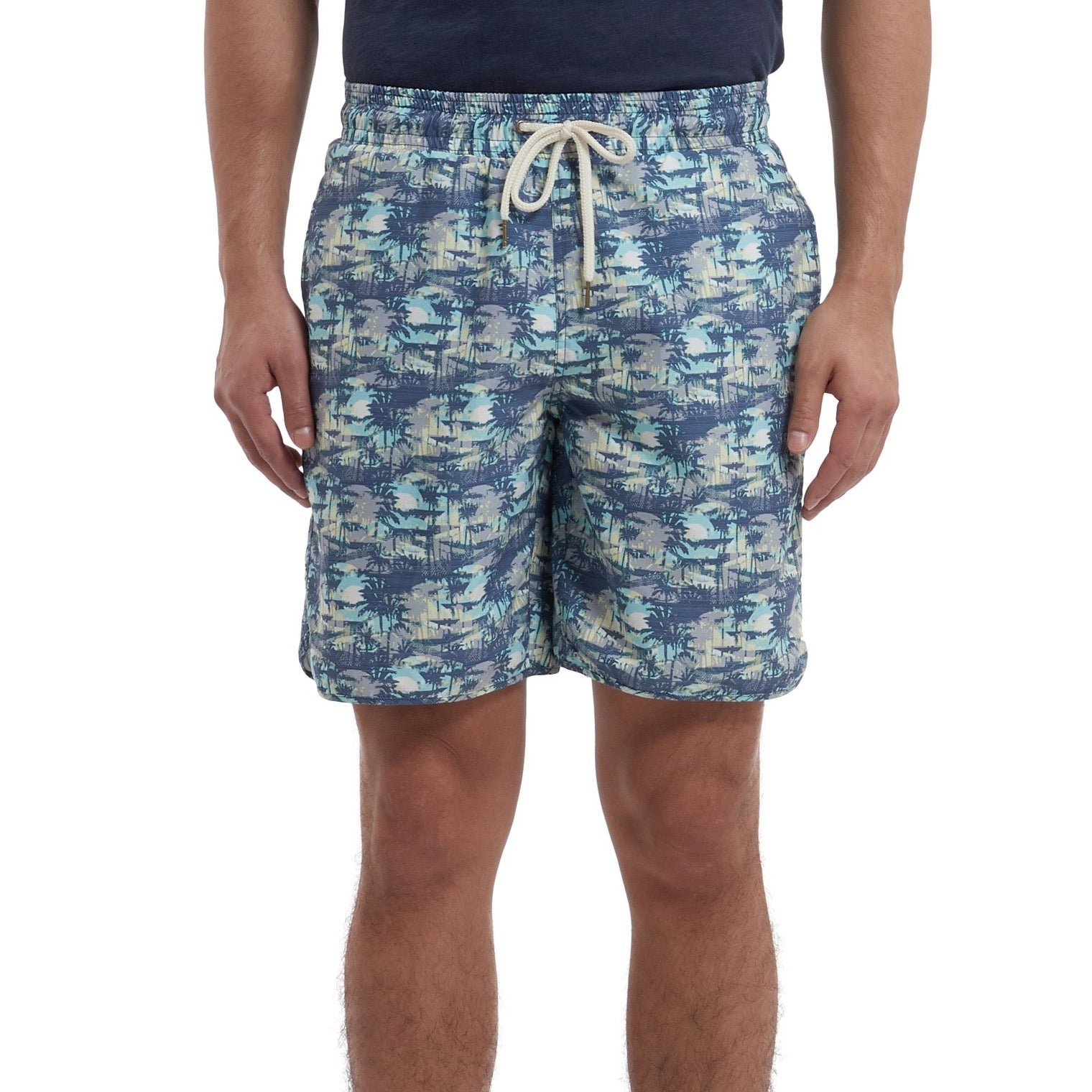 Blue Carbon Swim trunk 8" - Blue Carbon Palm-Grayers
