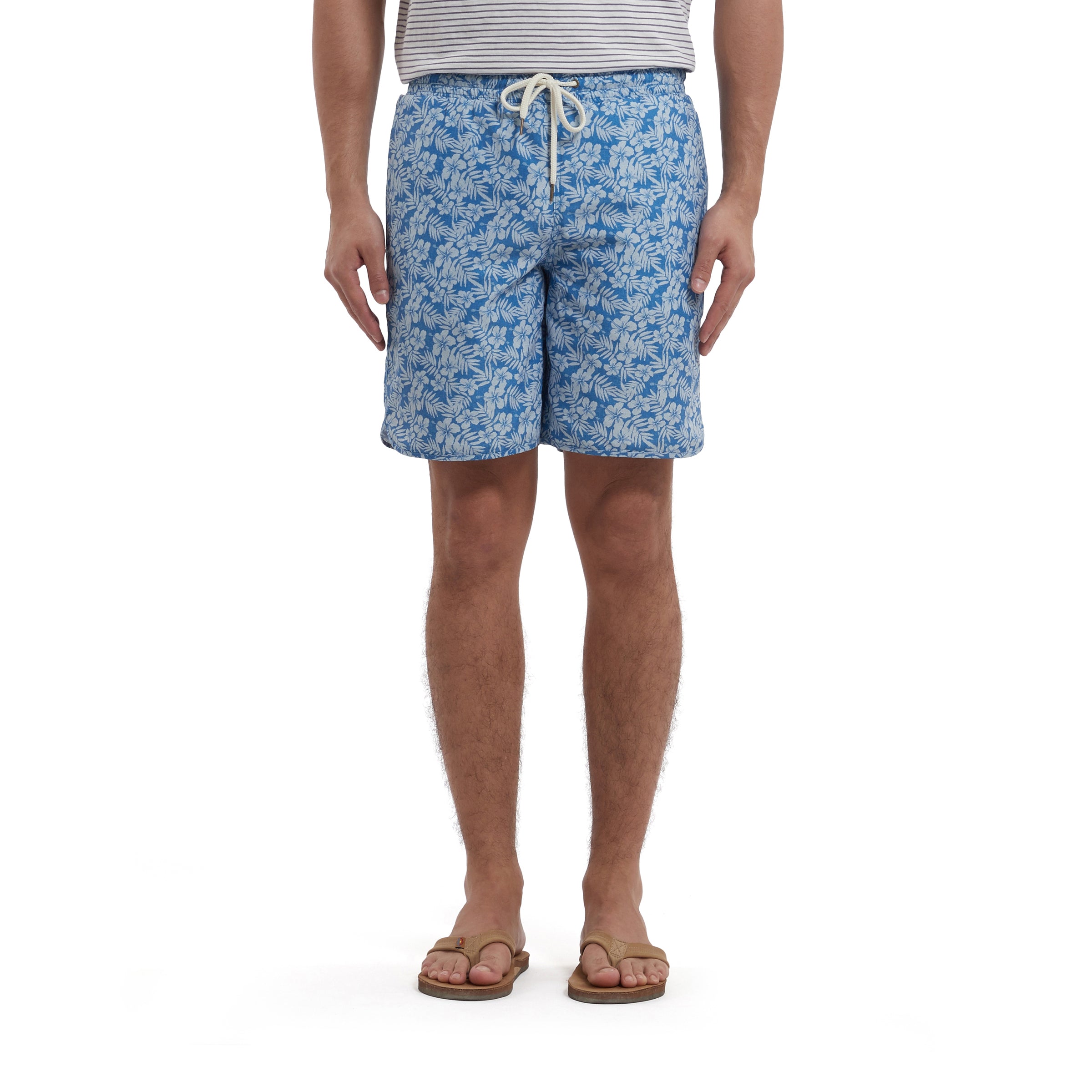 Sapphire Leaf Swim Trunk 8" - Star Sapphire Leaf Print-Grayers
