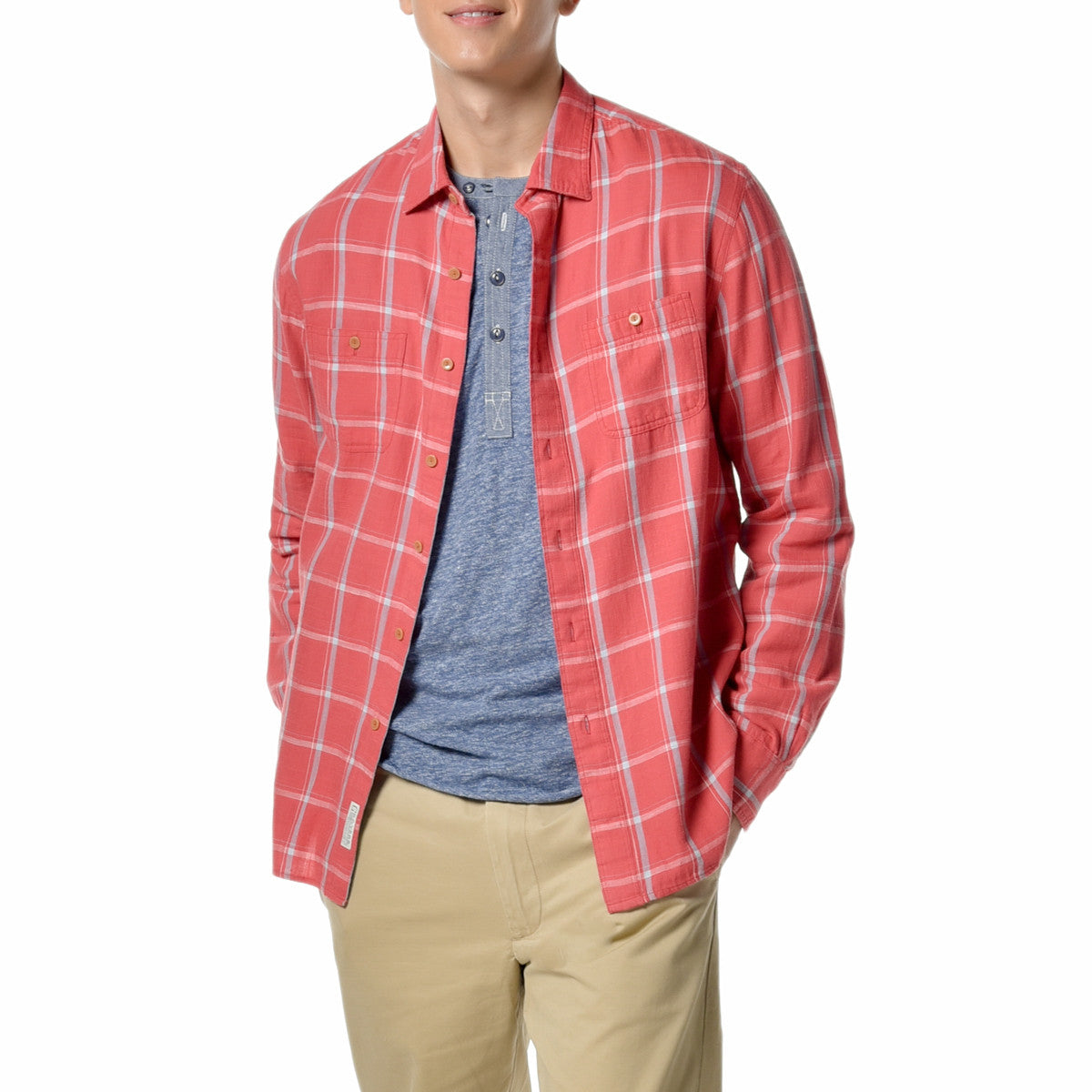 Sterling Slub Twill Shirt - Red Blue Windowpane-Grayers
