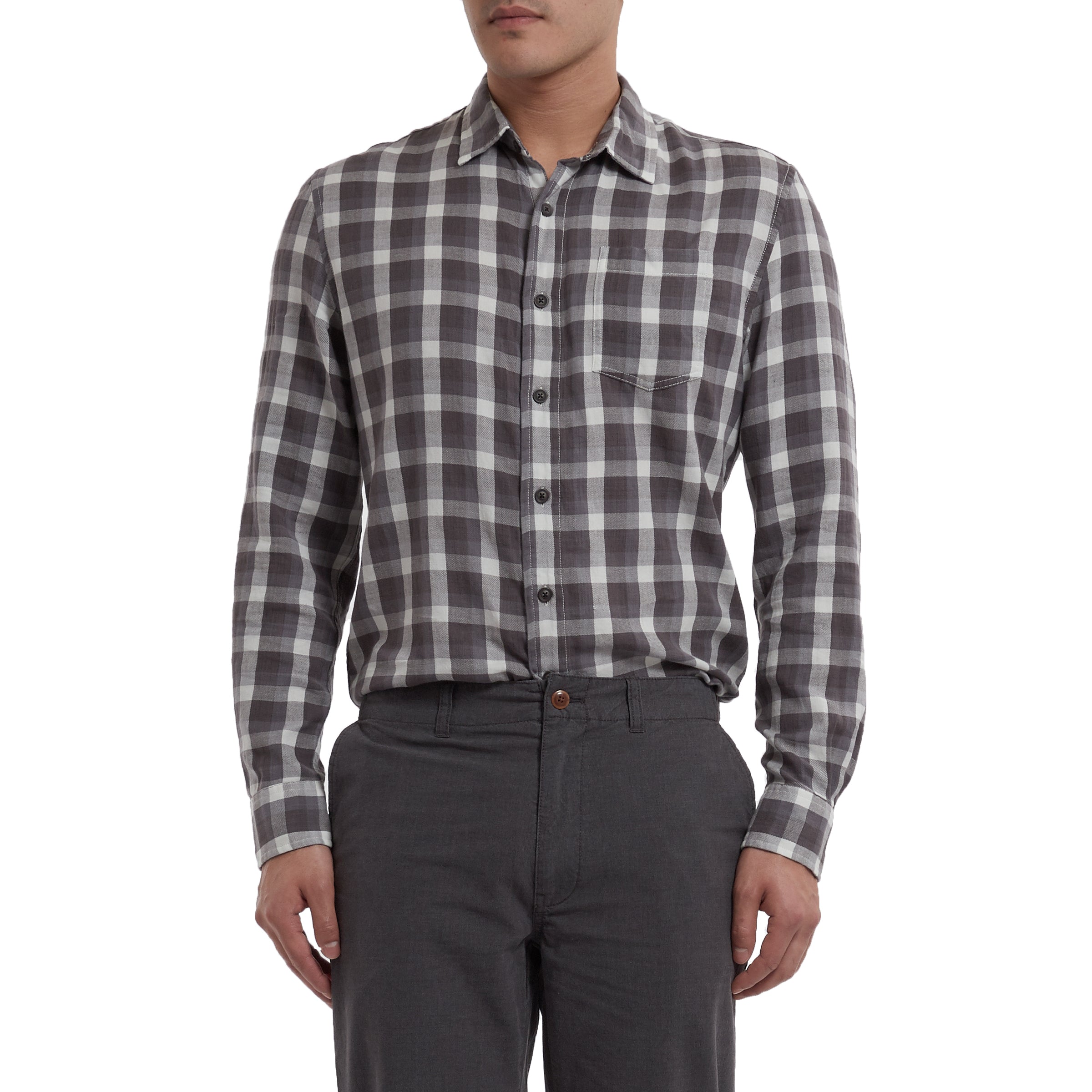 Salem Power Loom Twill Long Sleeve Shirt - Forged Iron/ Blue Blush-Grayers