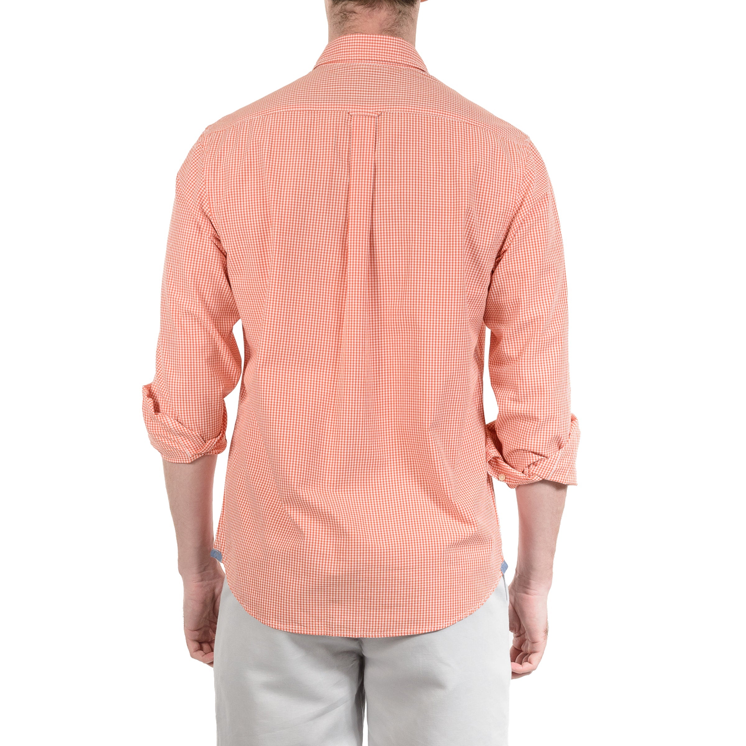 Stuart Tinted Poplin Gingham Shirt - Orange-Grayers