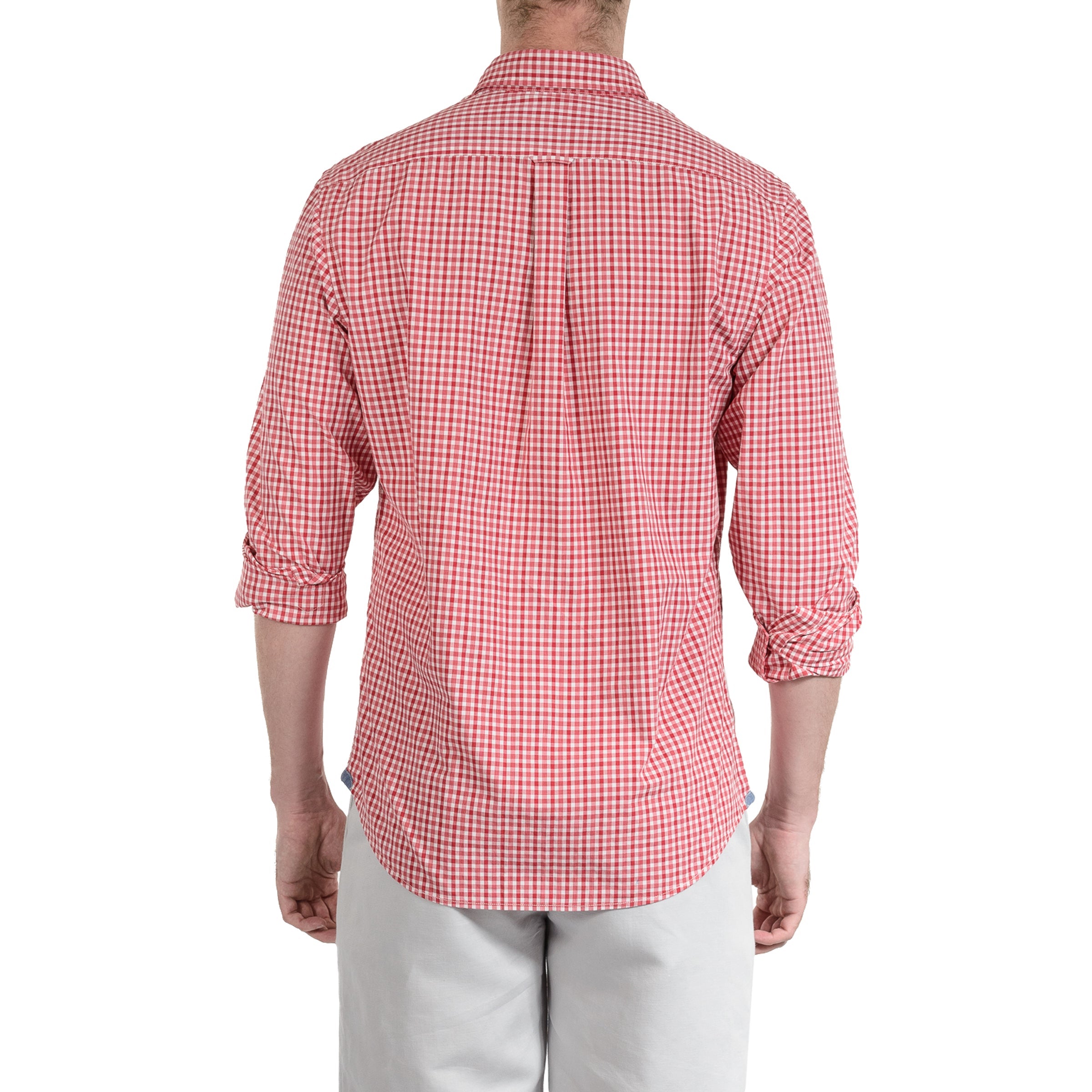 Stuart Tinted Poplin Gingham Shirt - Red-Grayers