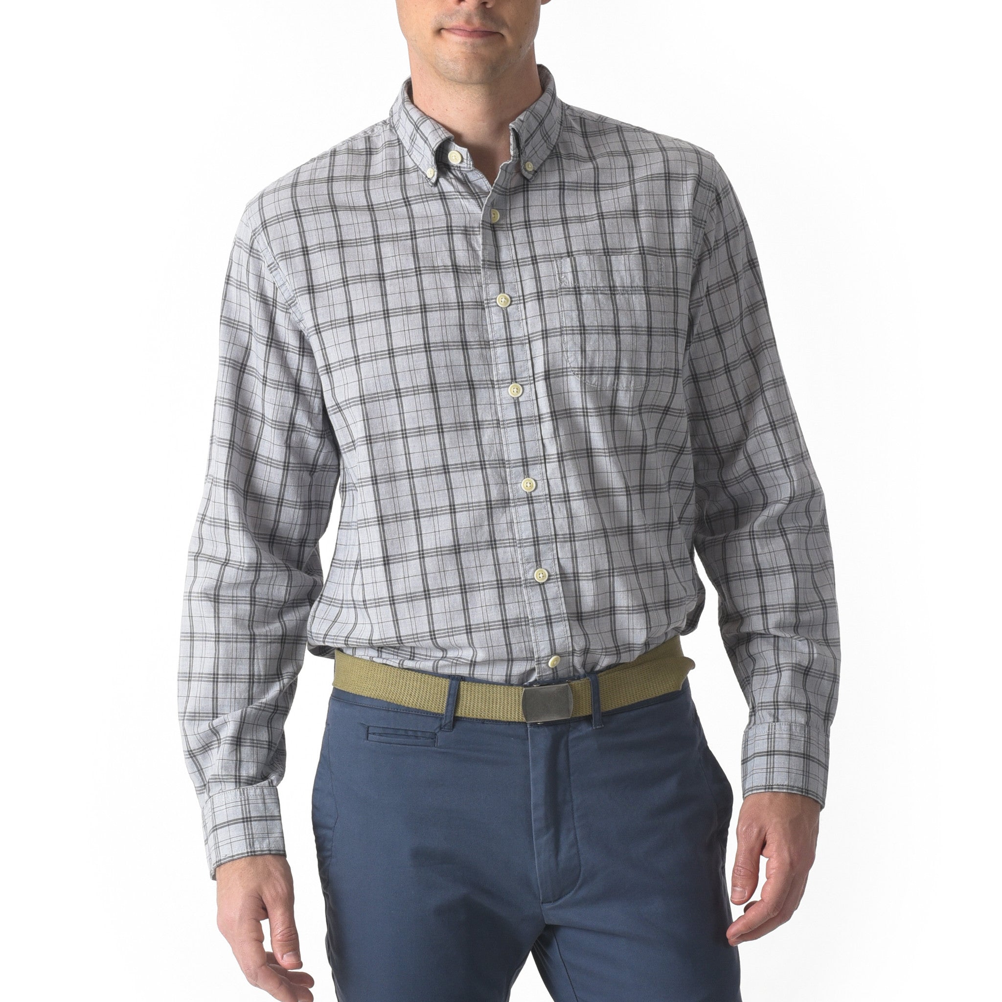 Graystone Poplin Shirt - Gray Plaid-Grayers