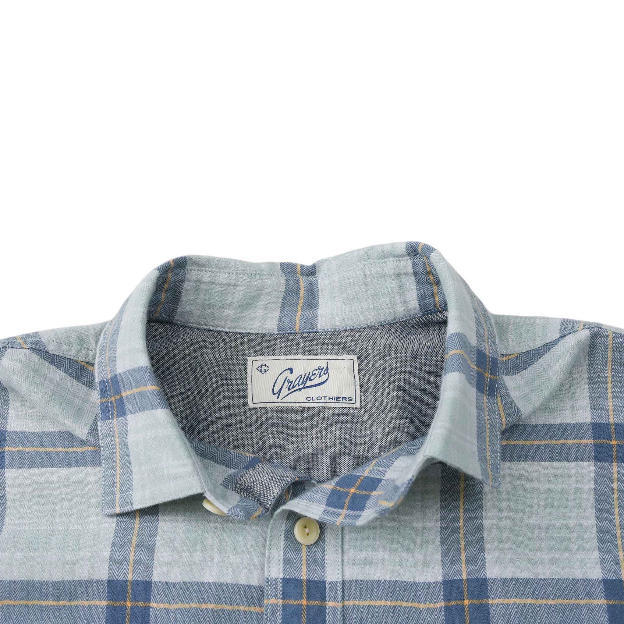 Kendal Textured Twill Shirt - Seafoam Blue Plaid-Grayers
