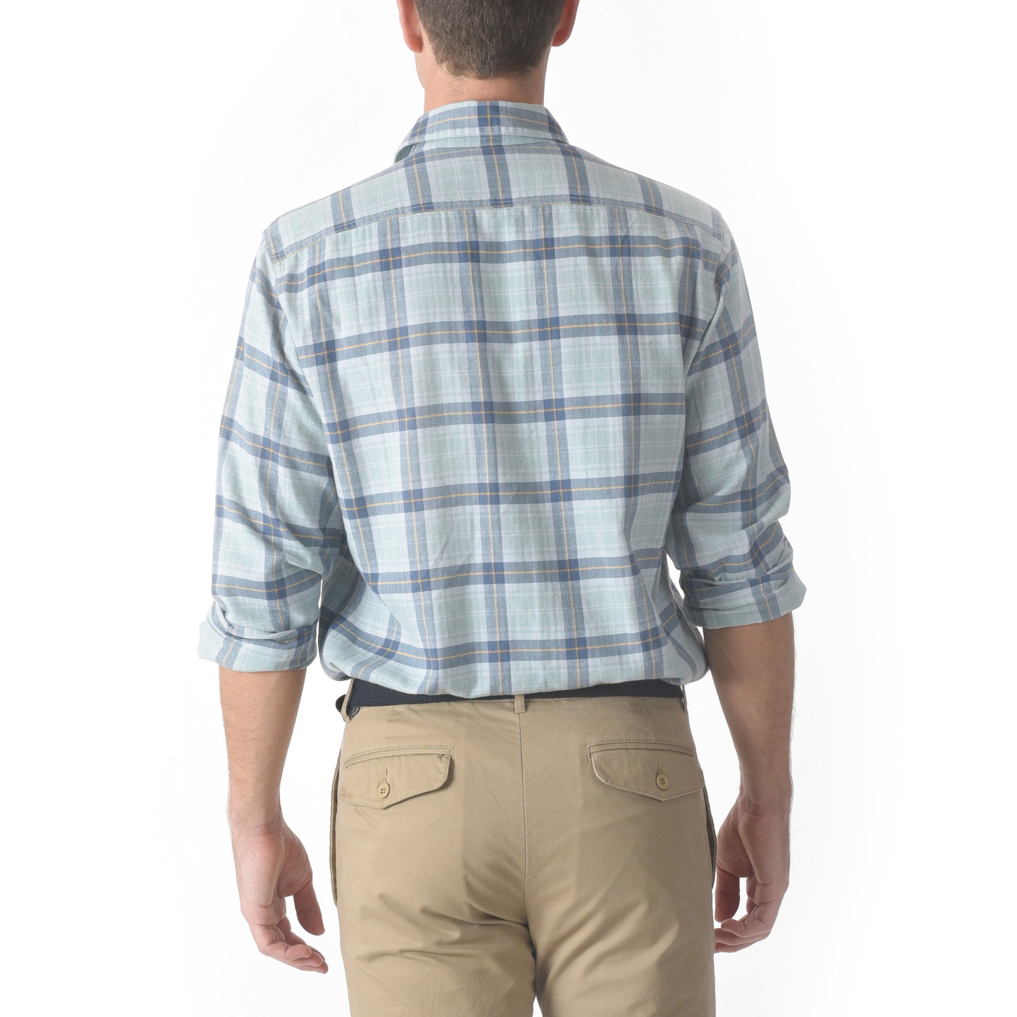 Kendal Textured Twill Shirt - Seafoam Blue Plaid-Grayers