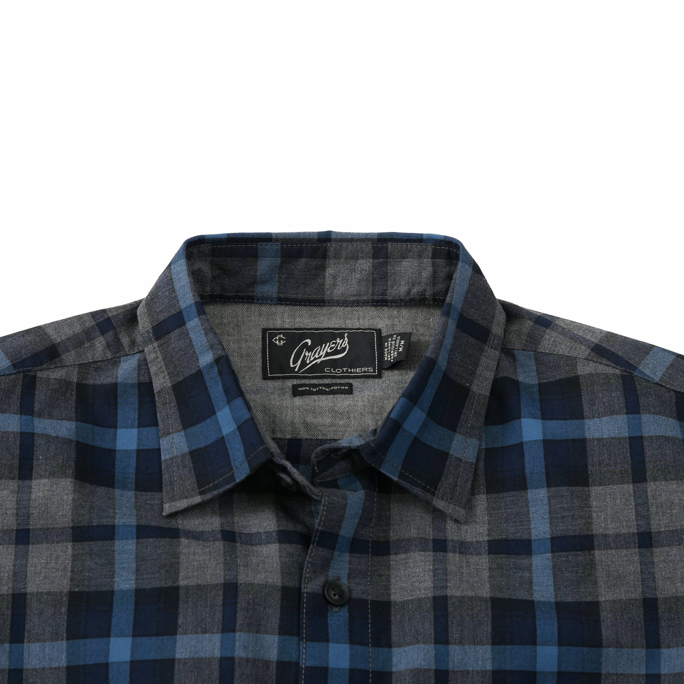 Heath Heather Poplin Shirt - Gray Navy Blue-Grayers