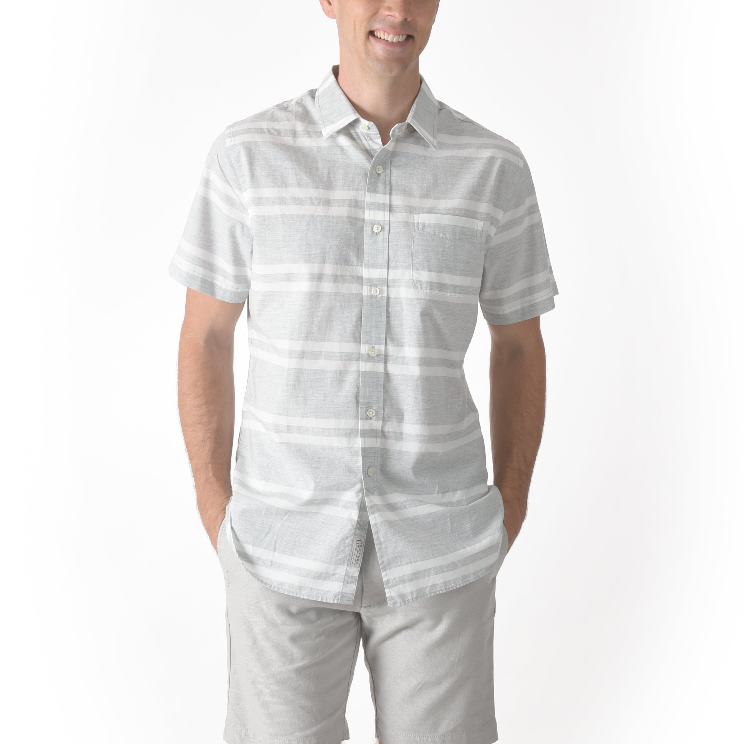 Irvington Stripe Shirt - Gray Horizontal Stripe-Grayers