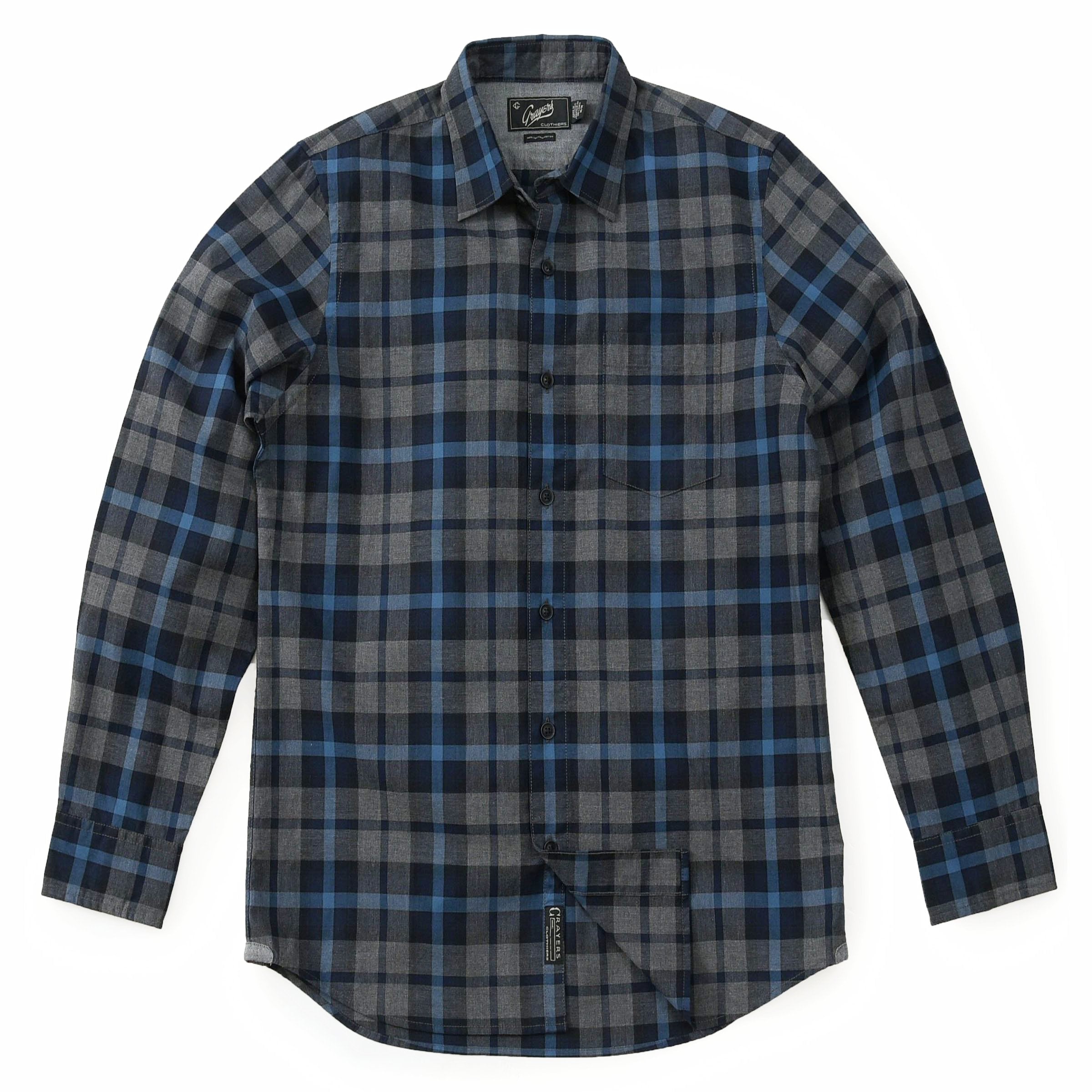 Heath Heather Poplin Shirt - Gray Navy Blue-Grayers